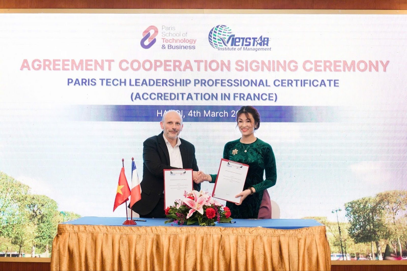 Ký kết hợp tác VIETSTAR và PST&B triển khai đào tạo Chứng chỉ Paris về AI & Lãnh đạo Đổi mới được Cộng hòa Pháp công nhận tại Việt Nam